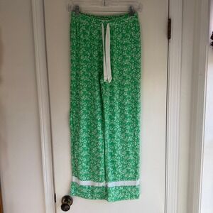 PJ Salvage Green Floral Wide Leg Pajama Pants XS Drawstring Lounge Sleepwear